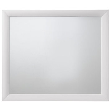 Benzara BM205572 Wooden Framed Mirror with Rectangular Shape,Silver and White