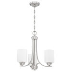 Craftmade - Bolden 3-Light Transitional Chandelier in Brushed Polished Nickel - Bold clean lines with your choice of clear seeded or white frosted glass shades complement the graceful shapes of the Bolden collection setting the stage for a look that is luxurious and effortless.  This light requires 3 , . Watt Bulbs (Not Included) UL Certified.