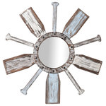 StyleCraft - Montauk Weathered Boat Paddle Wall Mirror White and Blue Finish - The Montauk mirror uses a series of faceted reflective surfaces to create a bold and engaging contemporary aesthetic. Ideal for use in living rooms and bedrooms, this unique piece is crafted by skilled artisans to lend it a one-of-a-kind character. With its paddle and handle frame design, it's an ideal nautical touch for over sofas and beds or on centerpiece walls in the home.