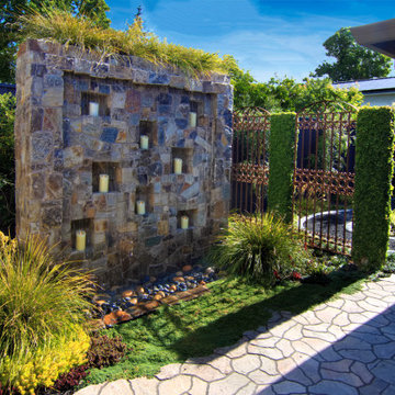 Water wall and contemplation garden