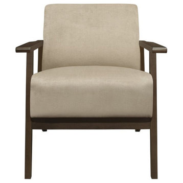 Lexicon August Velvet Upholstered Accent Chair in Light Brown