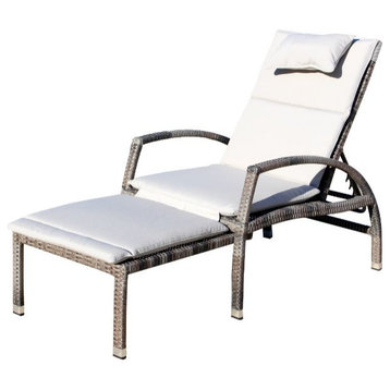Courtyard Casual Taupe Beach Front Deck Chair to Chaise Lounge Combo