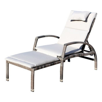 Courtyard Casual Taupe Beach Front Deck Chair to Chaise Lounge Combo