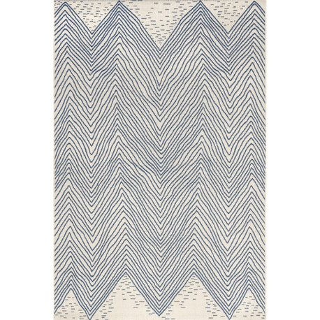 Nuloom Geometric Chevron Outdoor Area Rug, Blue 6'3"x9'2"