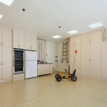 Biege HPL Garage Cabinets-Custom Epoxy Floor