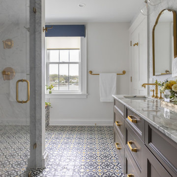 Elegant New England Primary Bathroom