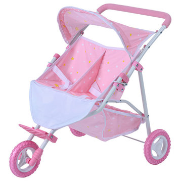 Twinkle Stars Baby Doll Twin Strollers, Pink
