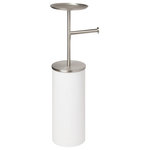 Umbra - Portaloo Toilet Paper Stand White/Nickel - Freestanding and easy to move around, Portaloo makes use of vertical space to deliver a versatile and modern toilet paper stand. Portaloo's practical design includes a built-in tray for personal items or small decor, as well as a reserve to hide and hold extra toilet paper rolls. Its white matte body and shiny chrome accents work to compliment bathroom appliances and suit a variety of color palettes. Portaloo is convenient, easy to use and fits up to three jumbo size rolls.