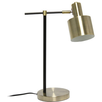 Lalia Home Iron Metal Mid Century Table Lamp in Antique Brass