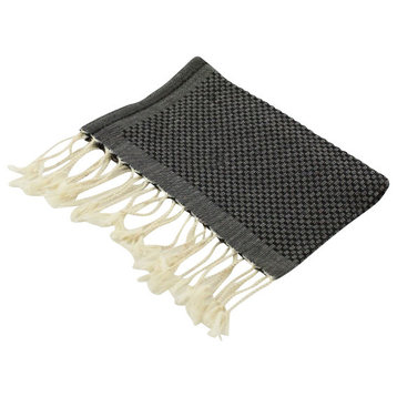 Fouta Hand Towels Honeycomb Solid Color, Black, Set of 2