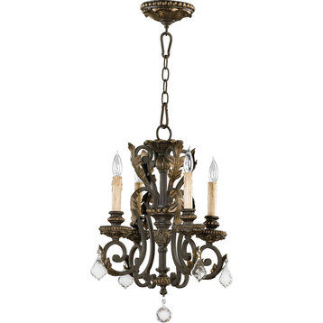 Four Light Toasted Sienna With Mystic Silver Up Chandelier