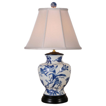Blue and White Floral And Lily Table Lamp