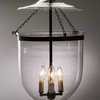 Clear Hundi Glass Bell Jar Lantern 9"D, Antique Brass