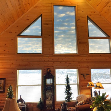 Roller shades on Angled Windows in Silt Colordao