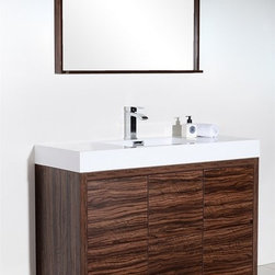 48 inch Integrated Sink Top Walnut Finish Modern Bathroom Vanity - Bathroom Vanities And Sink Consoles