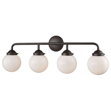 Thomas Lighting Beckett 4-Light Bath, Oil Rubbed Bronze/White