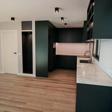 Kitchen Side Perspective – Cabinet Detail & Direct View to Private Pool Courtyar