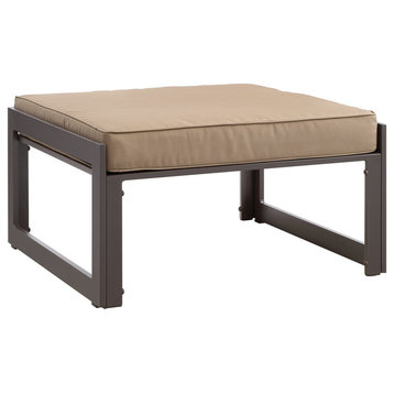 Fortuna Outdoor Aluminum Ottoman, Brown Mocha