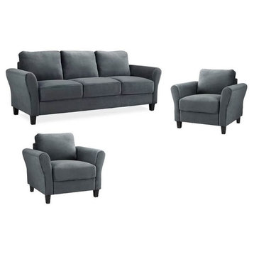 Set of 3 Sofa and Accent Chairs in Gray