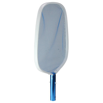 19.75" White and Blue Pool Leaf Skimmer With Nylon Net