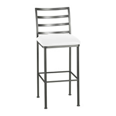 Taylor Gray Home - Leon Counter Height Barstool, Aspen Pure White Bonded Leather/Pewter, 26" - Bar Stools and Counter Stools
