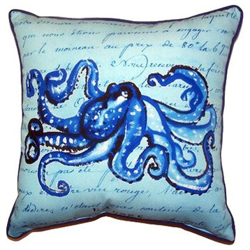 Blue Script Octopus Extra Large Zippered Pillow 22x22