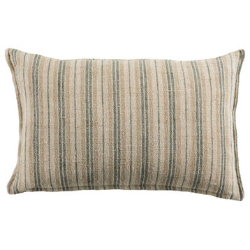 Jaipur Living Lucien Striped Pillow, Cream/Mint, 13"x21", Down Fill