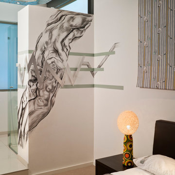 Contemporary loft apartment with colour, fun and zaniness.