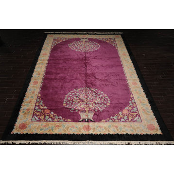 12'x17'4'' Hand Knotted Chinese Art Deco Oriental Area Rug, Plum Color