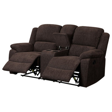 Madden Loveseat With Console, Motion, Brown Chenille