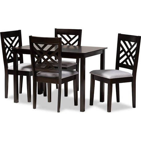 Caron 5 PC Dining Set - Gray, Espresso, 43x29