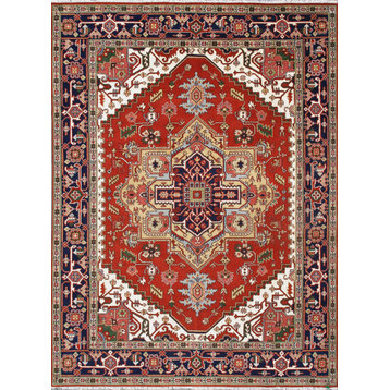 Pasargad Home Serapi Collection Hand-Knotted Rust Wool Area Rug, 5' X 8'
