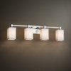 Textile Tetra 4-Light Bath Bar, Square With Flat Rim, Polished Chrome