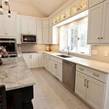 Stunning White Kitchen and Onyx Island with Refaced Butler's Pantry