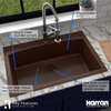 Karran Drop-In Quartz Composite 33" 1-Hole Single Bowl Kitchen Sink Kit, Brown