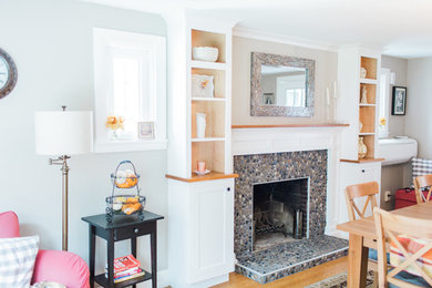 Transitional living room photo in Boston