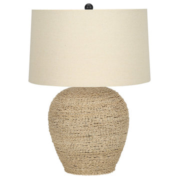Lighting, 25"H, Table Lamp, Rattan, Beige Shade, Transitional