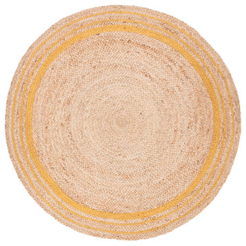 Safavieh Natural Fiber Nf807B Contemporary Rug, Beige and Gold, 7'0"x7'0" Round