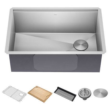 Undermount Stainless Steel 1-Bowl Kitchen Sink With Accessories, 28" Kwu110-28