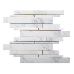 Carrara Venato Random Strip Honed Marble Mosaic Tile - Mosaic Tile