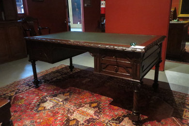 French Gothic revival leather top desk