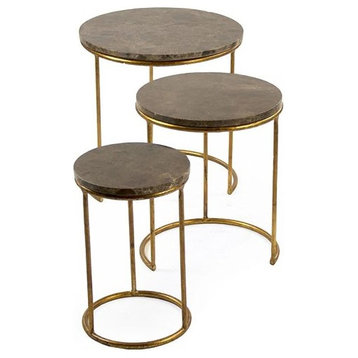 Side Table CLOVIS Brass Dark Gray Set 3