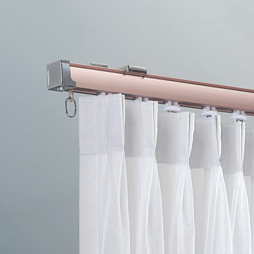 CHR48 Super Thick Ivory Champagne Rose Gold Curtain Tracks For Living Room