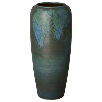 35 in. Tall Verdigris Porcelain Vase