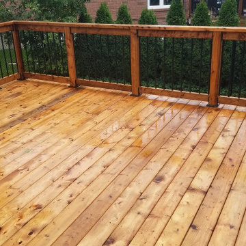 14' x 14' Pressure Treated Wood Deck and Railings with Aluminum Balusters