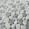 Carrara White Bardiglio Grey Marble Pebble Stone Nonslip Shower Tile, 1 sheet