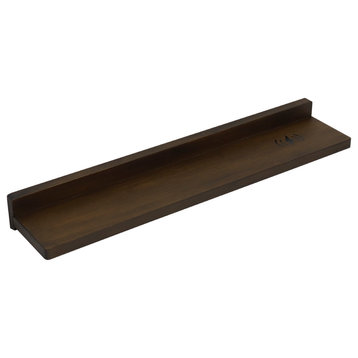 Smart Wood Floating Shelf With Wireless Charging, Rustic Wood, 24"