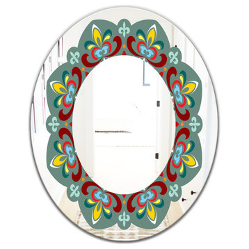 Designart Fleur De Lis Midcentury Oval Or Round Wall Mirror, 24x36