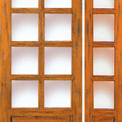 Prehung Door with One Sidelite, Entry, Knotty Alder 8-Lite 1-Panel - Front Doors