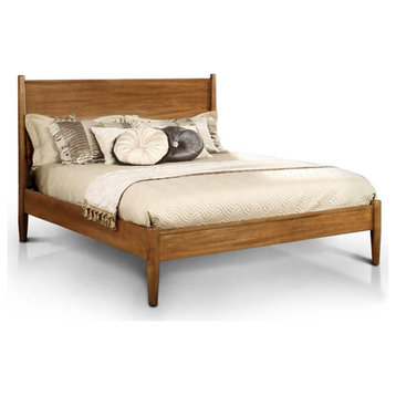 Furniture of America Belkor Solid Wood King Platform Bed in Oak